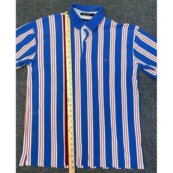 Vintage Tommy Hilfiger Pique Knit Polo Shirt Mens L Short Sleeve Stripe Pullover - Picture 5 of 8